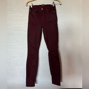 7 for all Mankind Elegant Burgundy Waxed Skinny Jeans for Women